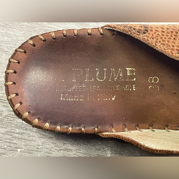 LA PLUME Jen Brown Leather Snake Buckle Wedge Slides Sandals Women’s Size 7.5 38 - Picture 10 of 11